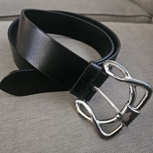 Silpada Men's Black Leather Belt with Silver Buckle